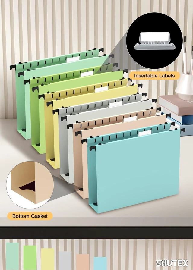 Alt view image 5 of 7 - Plastic Hanging File Folder, 12 Pack, Letter Size, Pastel Colors Extra Capacity,12 Pack Reinforced Hang Folders,Heavy Duty 2 Inch Expansion,Filing Cabinet Folder for Bulk Files/Medical Chart