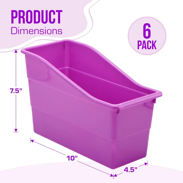 Alt view image 3 of 7 - 6 Durable Book and Binder Holder, Files Book Bins for Classroom, Plastic Vertical Storage Book Organizer Folder Office Classroom Organization Containers Supplies (Rainbow)