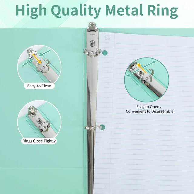 Alt view image 5 of 7 - 0.5 inch 3-Ring Binder, 1/2 inch Round Ring Binder with 2 Inside Pockets, Clear View Cover Binders Holds 8.5'' x 11''PaperPVC Free, Pastel Color Binders for Office/Home/School Supply, 6 Pack