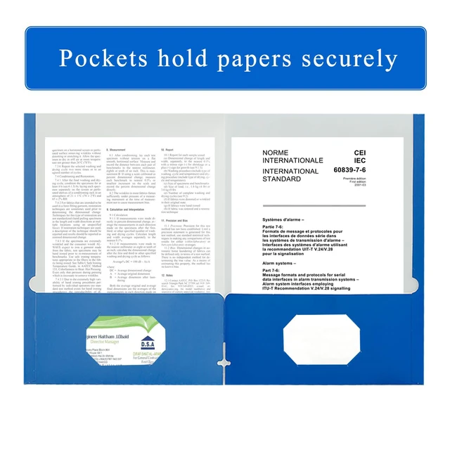Alt view image 3 of 7 - File folders with Pockets,Blue Two folders for documents,50 Pack Paper Folders with Card Slot,Letter Size,School Students,Business,Home and Office Workers