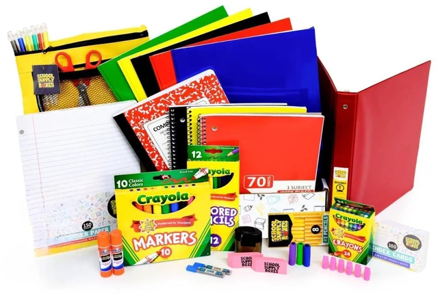 Main image of Elementary Bundle (1 Box) | Back to Essentials Kit for Students & Teachers | Includes Wide-Ruled Paper Products, Crayons, Markers, Colored Pencils, & More