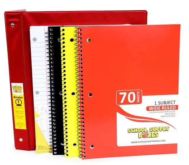 Alt view image 3 of 7 - Elementary Bundle (1 Box) | Back to Essentials Kit for Students & Teachers | Includes Wide-Ruled Paper Products, Crayons, Markers, Colored Pencils, & More