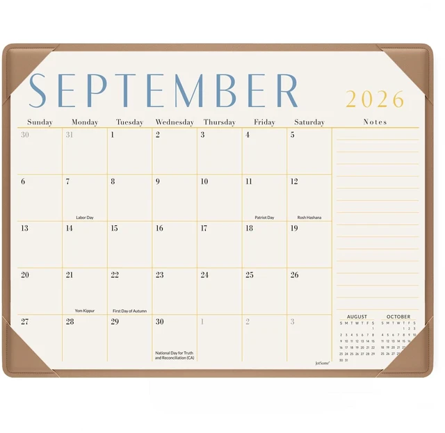 Main image of Desk Calendar 2026-2027 with Protective Mat, Academic Desk Calendar Large Desk Pad Calendar From August 2026 to December 2027, 21x16.5 inch, Desk Blotter Calendar for Easy Organizing, Apricot