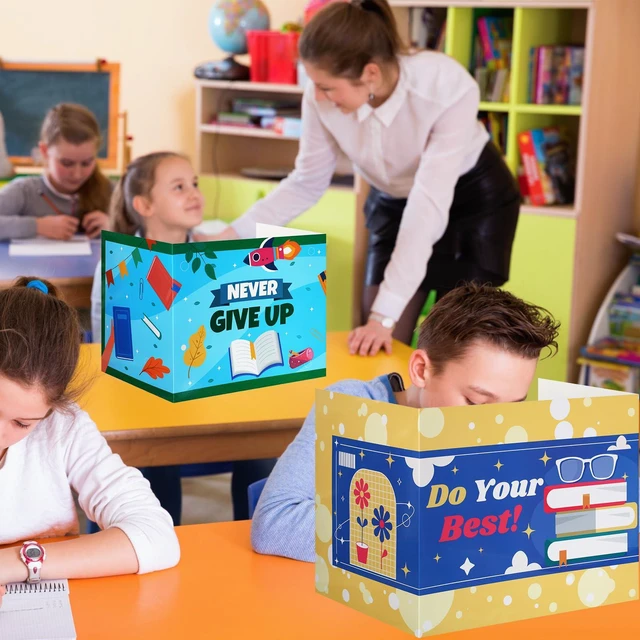 Alt view image 4 of 7 - 24 Pcs Privacy Folders for Students Testing, Encourage, Colorful Testing Dividers for Classroom, Cardboard Privacy Board, Classroom Folders Teacher Supplies, Back to School Supplies