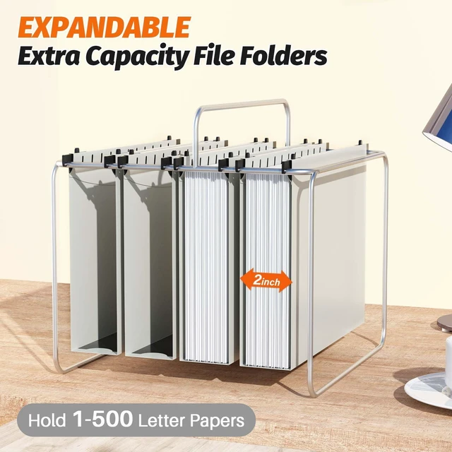 Alt view image 4 of 7 - Plastic Hanging File Folder, 12 Pack, Letter Size, Grey Extra Capacity,12 Pack Reinforced Hang Folders,Heavy Duty 2 Inch Expansion,Filing Cabinet Folder for Bulk Files/Medical Chart