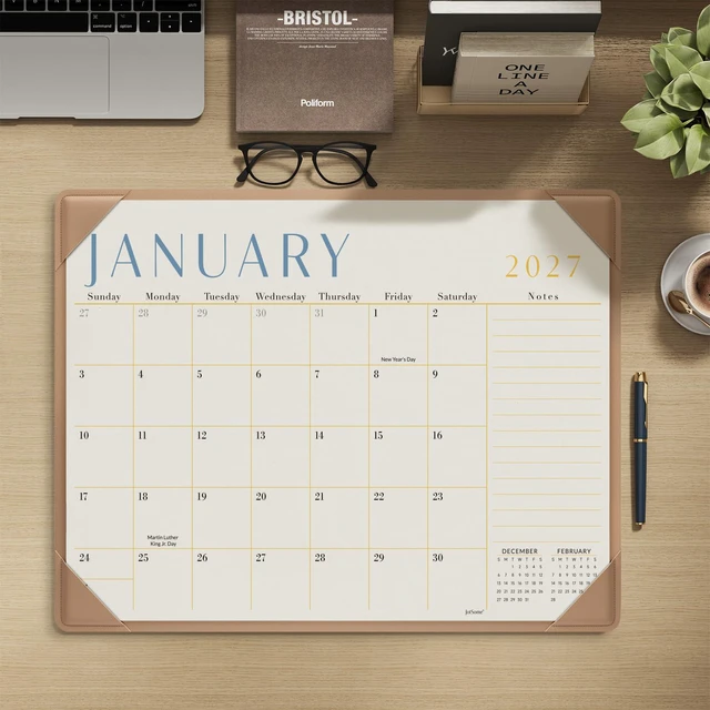 Alt view image 7 of 7 - Desk Calendar 2026-2027 with Protective Mat, Academic Desk Calendar Large Desk Pad Calendar From August 2026 to December 2027, 21x16.5 inch, Desk Blotter Calendar for Easy Organizing, Apricot