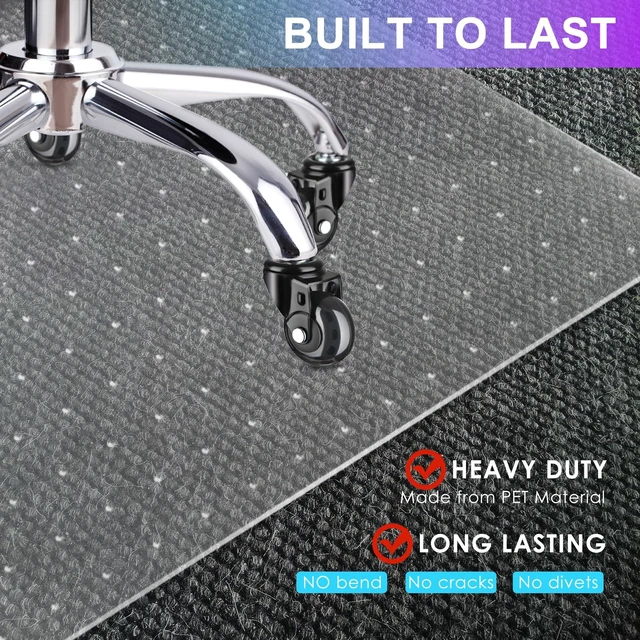 Alt view image 3 of 7 - Office Chair Mat for Carpet, 32'' x 48'' Heavy Duty Desk Chair Mat 2 Pack, Hard Material, Ship Flat, Smooth Glide, Dent-Resistant, Non-Slip Studded, Carpet Protector Mat for Home Office, Clear