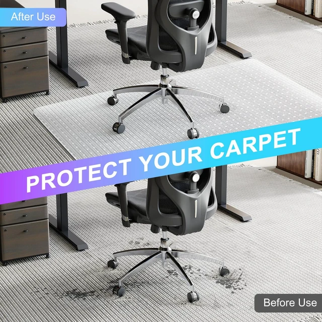 Alt view image 5 of 7 - Office Chair Mat for Carpet, 32'' x 48'' Heavy Duty Desk Chair Mat 2 Pack, Hard Material, Ship Flat, Smooth Glide, Dent-Resistant, Non-Slip Studded, Carpet Protector Mat for Home Office, Clear