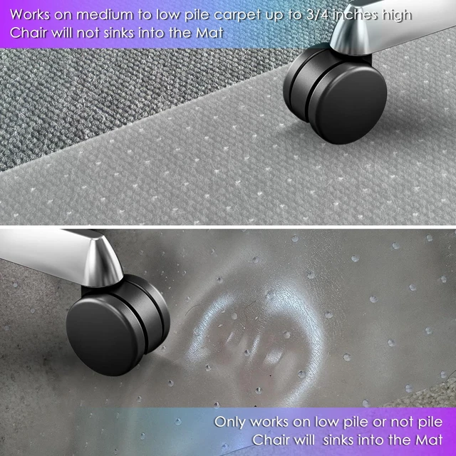 Alt view image 7 of 7 - Office Chair Mat for Carpet, 32'' x 48'' Heavy Duty Desk Chair Mat 2 Pack, Hard Material, Ship Flat, Smooth Glide, Dent-Resistant, Non-Slip Studded, Carpet Protector Mat for Home Office, Clear