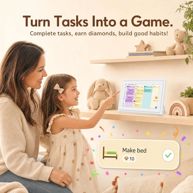 Alt view image 2 of 7 - 10.1" calendar Electronic Planner with Cross-Platform Sync, Chore Tracking, Meal Planning & Photo Display