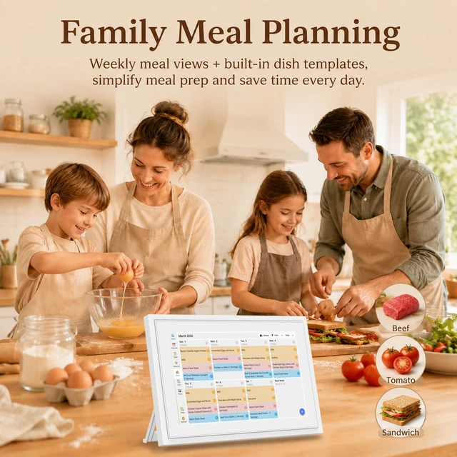Alt view image 4 of 7 - 10.1" calendar Electronic Planner with Cross-Platform Sync, Chore Tracking, Meal Planning & Photo Display