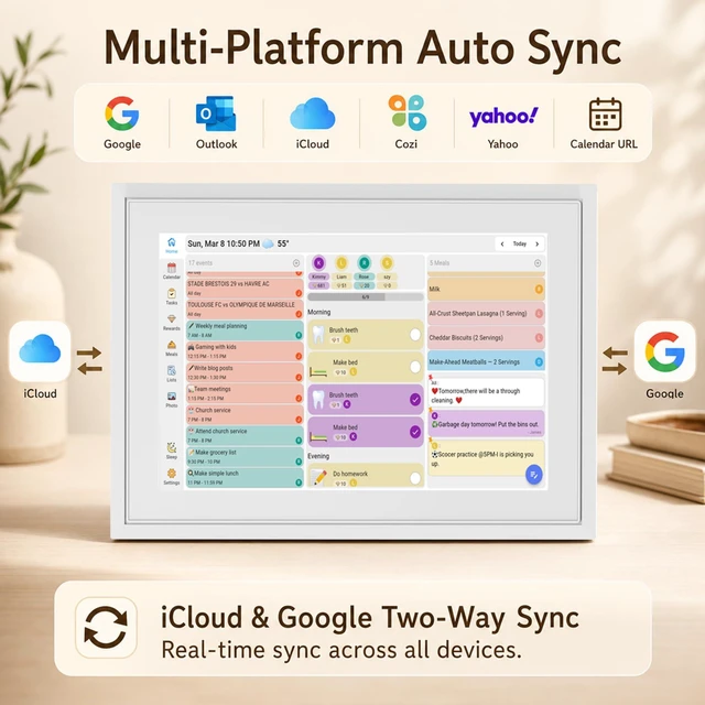 Alt view image 3 of 7 - 10.1" calendar Electronic Planner with Cross-Platform Sync, Chore Tracking, Meal Planning & Photo Display