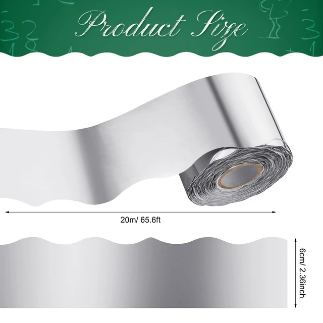 Alt view image 2 of 7 - 65.6 Ft Scalloped Bulletin Board Borders Decor,Silver Scalloped Trim for Classroom Displays, Learning Spaces, Decorative Strips, Ideal for Teachers, School Decor Enhancement