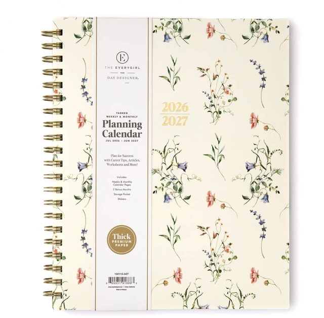 Main image of 2026-2027 Weekly & Monthly Academic Planner, 8.5"x11", Marisa July 2026 - June 2027, Flexible Cover, Wirebound, Laminated Tabs, Storage Pocket, Stickers, Academic Year, The Everygirl