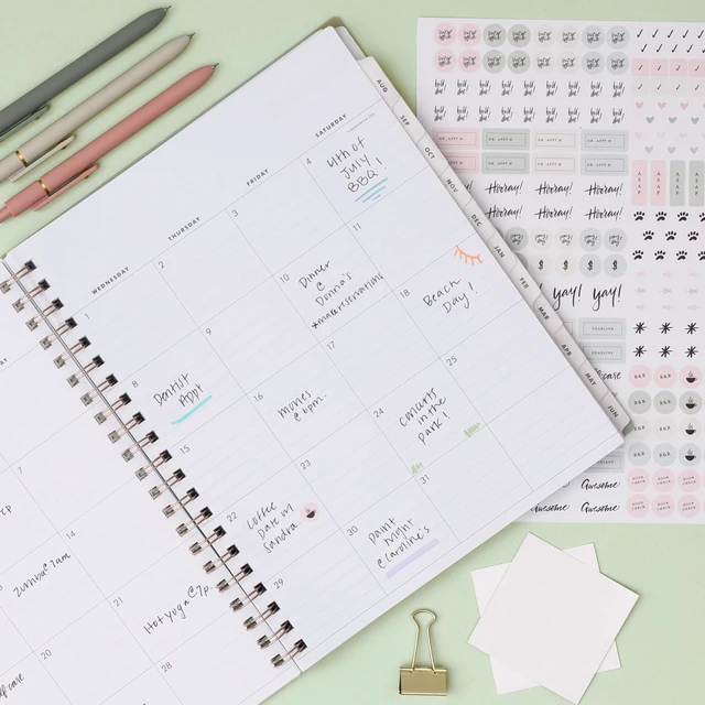 Alt view image 2 of 7 - 2026-2027 Weekly & Monthly Academic Planner, 8.5"x11", Marisa July 2026 - June 2027, Flexible Cover, Wirebound, Laminated Tabs, Storage Pocket, Stickers, Academic Year, The Everygirl