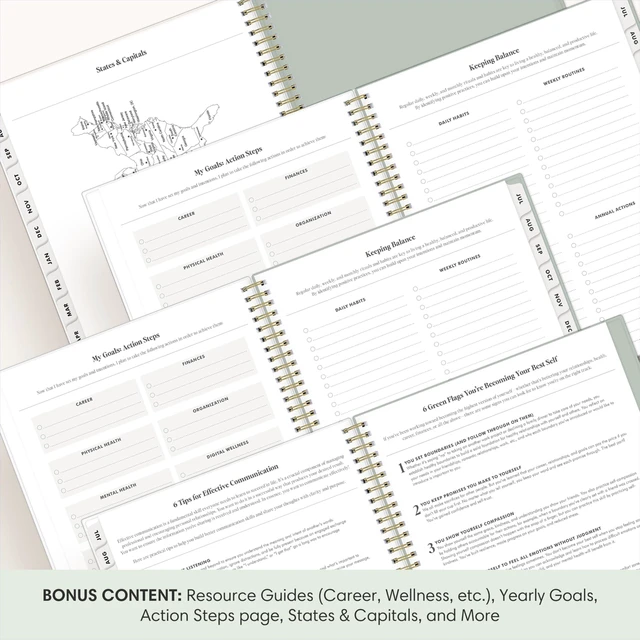 Alt view image 5 of 7 - 2026-2027 Weekly & Monthly Academic Planner, 8.5"x11", Marisa July 2026 - June 2027, Flexible Cover, Wirebound, Laminated Tabs, Storage Pocket, Stickers, Academic Year, The Everygirl