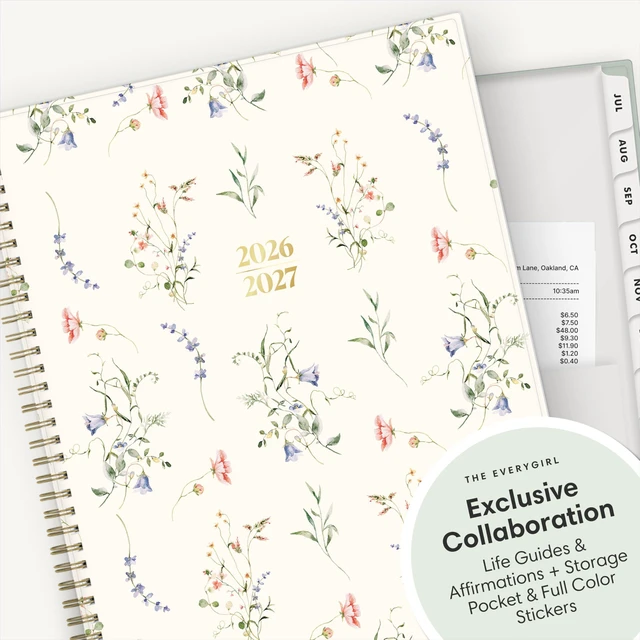 Alt view image 6 of 7 - 2026-2027 Weekly & Monthly Academic Planner, 8.5"x11", Marisa July 2026 - June 2027, Flexible Cover, Wirebound, Laminated Tabs, Storage Pocket, Stickers, Academic Year, The Everygirl