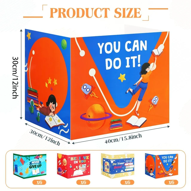 Alt view image 2 of 7 - 24 Pcs Privacy Folders for Students Testing, Encourage, Colorful Testing Dividers for Classroom, Cardboard Privacy Board, Classroom Folders Teacher Supplies, Back to School Supplies