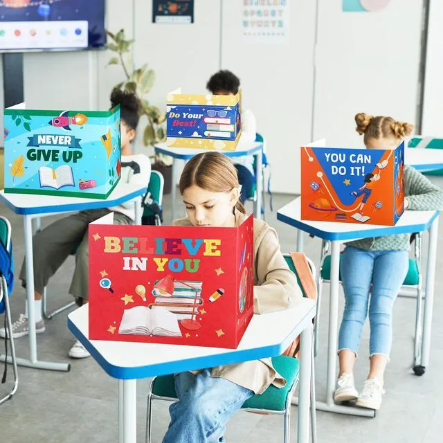Alt view image 7 of 7 - 24 Pcs Privacy Folders for Students Testing, Encourage, Colorful Testing Dividers for Classroom, Cardboard Privacy Board, Classroom Folders Teacher Supplies, Back to School Supplies
