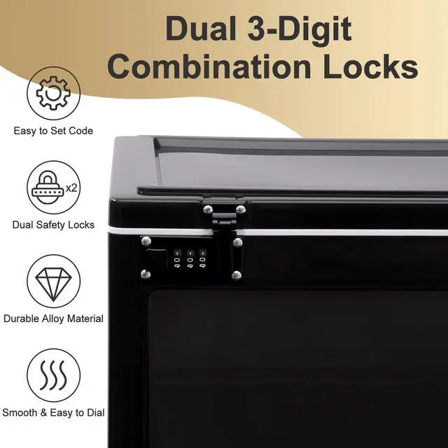 Alt view image 3 of 7 - Large Lock Box for Personal Items, 24 Litre Combination Lockable Storage Box for Office Locker/School/Medicine/Snacks/Phone Jail/Electronic/Home (Black&White)