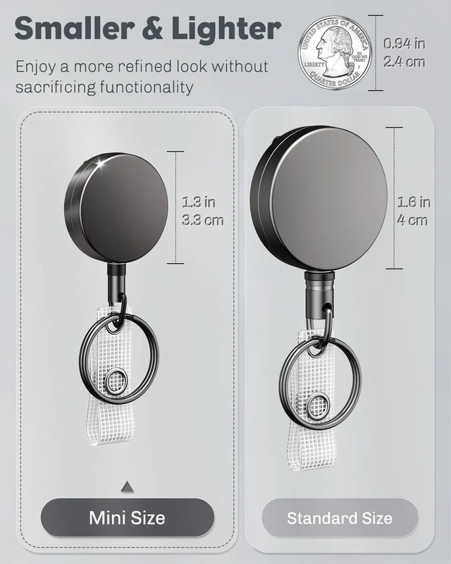 Alt view image 2 of 7 - 5 Pack Heavy Duty Metal Retractable Badge Reel for Badge Holder Retractable Keychain All Metal Casing with Stainless Steel Spring Coil 23.6 Inch Nylon Rope Belt Clip and Key Ring