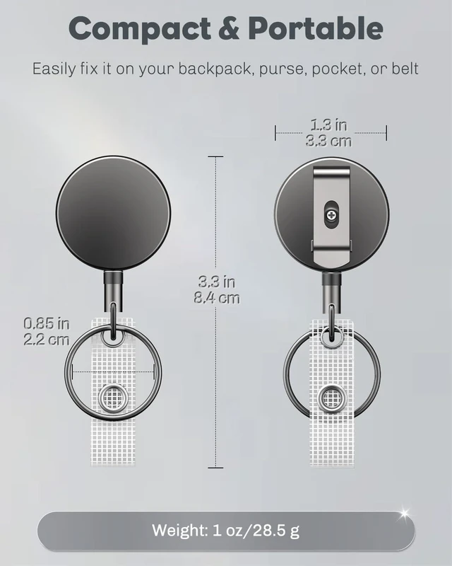 Alt view image 3 of 7 - 5 Pack Heavy Duty Metal Retractable Badge Reel for Badge Holder Retractable Keychain All Metal Casing with Stainless Steel Spring Coil 23.6 Inch Nylon Rope Belt Clip and Key Ring
