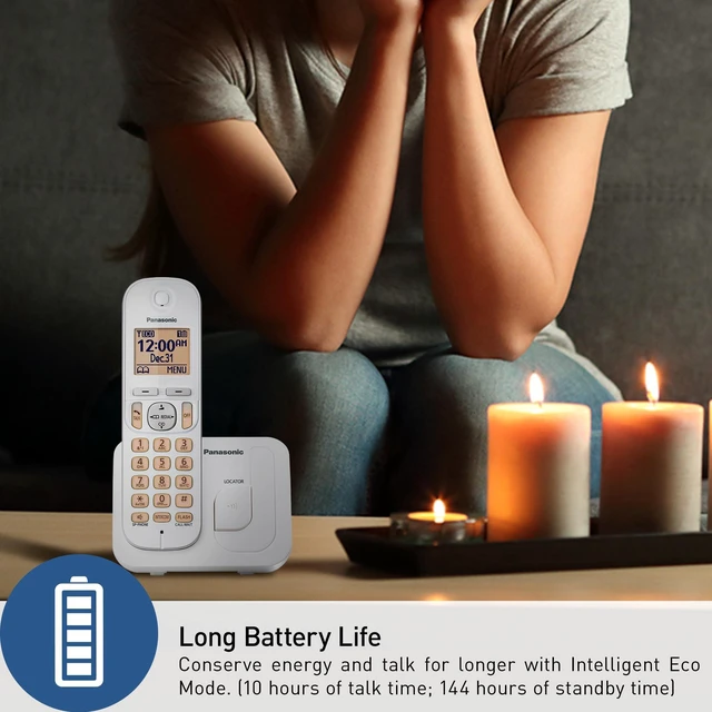 Alt view image 5 of 7 - Cordless Phone, 1.6" Backlit Display, Call Block, Speakerphone, 10 Hours Talk Time, 1 Handset - KX-TGC200W (White)