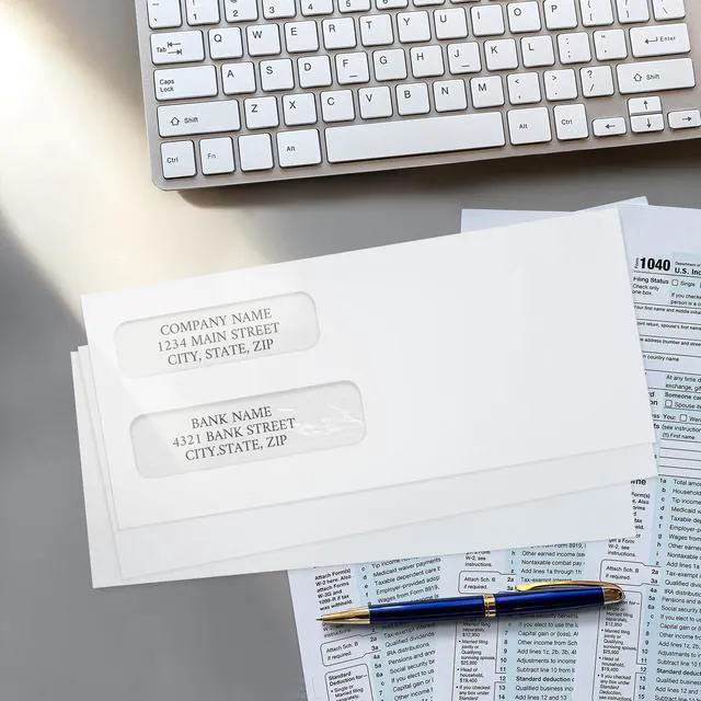 Alt view image 6 of 7 - Envelopes Self Seal #10 Double Window Envelopes 500 Pack, Security Tint, Self Seal Closure, Fits Standard Business Checks, 4-1/8 x 9-1/2 Letter Envelope for Invoices & Mailings, 24LB