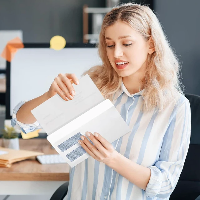 Alt view image 7 of 7 - Envelopes Self Seal #10 Double Window Envelopes 500 Pack, Security Tint, Self Seal Closure, Fits Standard Business Checks, 4-1/8 x 9-1/2 Letter Envelope for Invoices & Mailings, 24LB