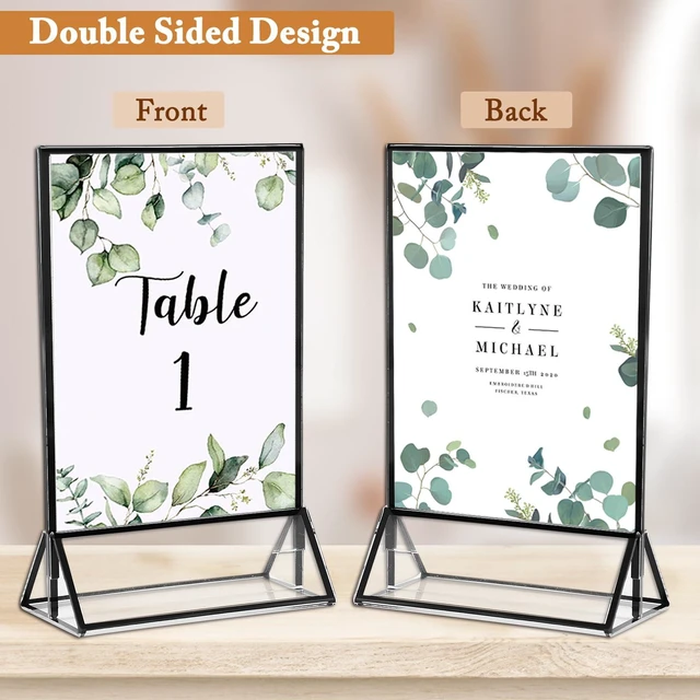 Alt view image 4 of 5 - 6 Pack 5x7 Inch Clear Acrylic Sign Holders, Double-Sided Black Display Stand Picture Frames for Table Numbers, Menus, Flyers, Weddings, and Offices