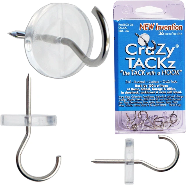 Main image of 2-in-1 Tack with a Hook - Push Pin or Thumb Tack with Hook New Invention for Hanging 100s of Items at Home, School, Dorm or Office. Hang Christmas Lights or Halloween Decorations