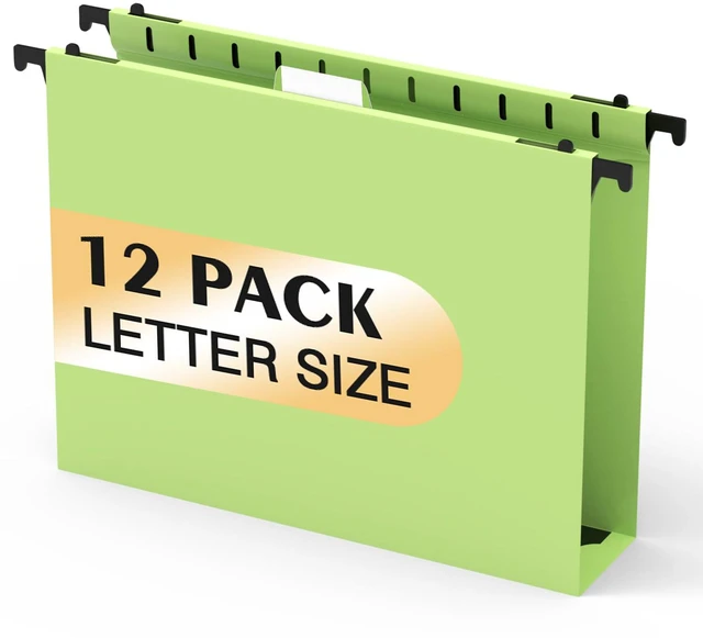 Main image of Plastic Hanging File Folder, 12 Pack, Letter Size, Mustard Green Extra Capacity,12 Pack Reinforced Hang Folders,Heavy Duty 2 Inch Expansion,Filing Cabinet Folder for Bulk Files/Medical Chart