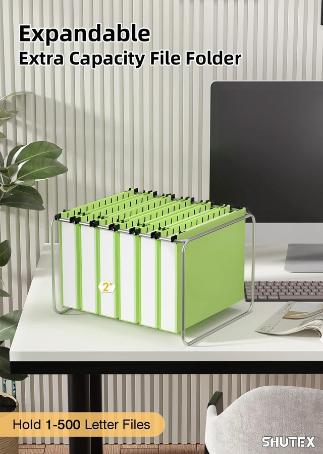 Alt view image 4 of 7 - Plastic Hanging File Folder, 12 Pack, Letter Size, Mustard Green Extra Capacity,12 Pack Reinforced Hang Folders,Heavy Duty 2 Inch Expansion,Filing Cabinet Folder for Bulk Files/Medical Chart
