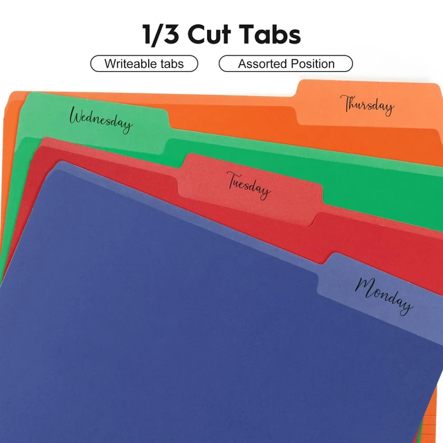 Alt view image 2 of 7 - 30-Pack Color File Folders, 1/3 Cut Tab, Assorted 5 Colors Letter Size Manilla Folder for School/Office/Classroom