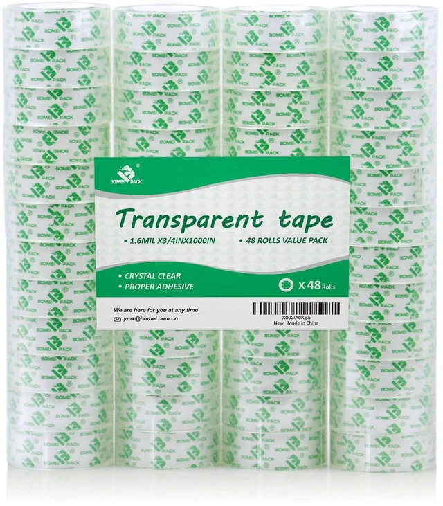 Main image of 48 Rolls Crystal Clear Transparent Tape, Stationery Tape Refills Rolls for Dispenser, 3/4 in x 1000 in,1 inch Core, Gift Wrapping Tape for Office, School and Home