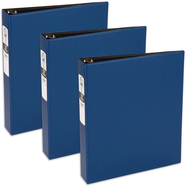 Main image of ® Standard 3 Ring Binder, 1-1/2" Round Rings, 3 Blue Binders For School and Everyday Organization, Fully Adhered Tear-Resistant Cover, Back-Mounted Lay-Flat Rings, Interior Clear Pockets