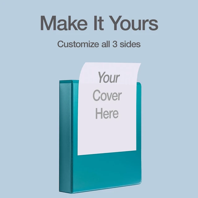 Alt view image 5 of 7 - 1.5 Inch 3 Ring Binders, 4 Pack, Assorted Colors, Holds 375 Sheets D rings, clear view covers for custom inserts, and 2 inside pockets. PVC free, non stick. Stock up pack