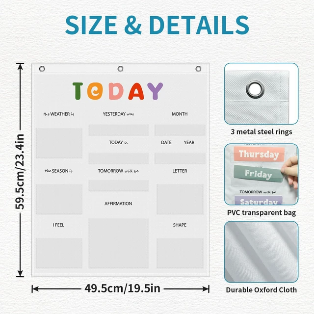Alt view image 2 of 7 - Daily Morning Board,Circle Time Calendar,Classroom Supplies, Interactive Learning Chart for Preschool & Kindergarten, Includes Weather, Feelings, and Affirmations Board