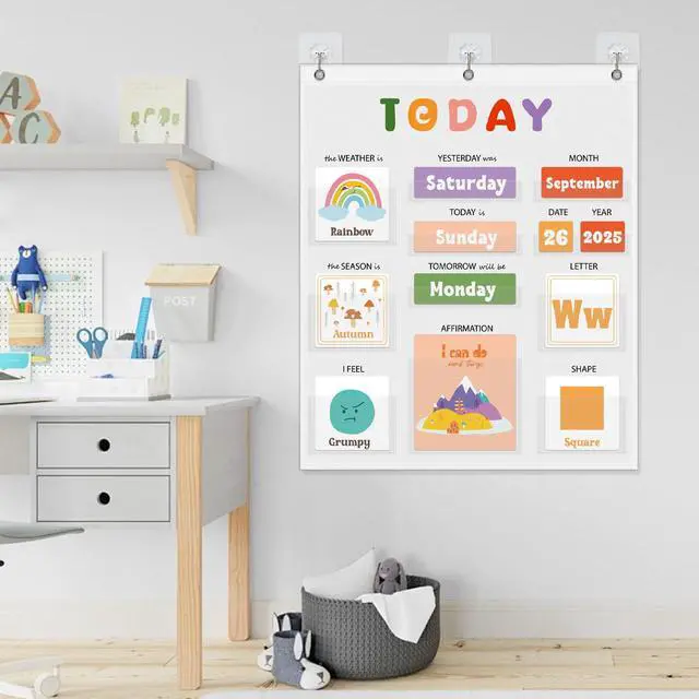 Alt view image 5 of 7 - Daily Morning Board,Circle Time Calendar,Classroom Supplies, Interactive Learning Chart for Preschool & Kindergarten, Includes Weather, Feelings, and Affirmations Board