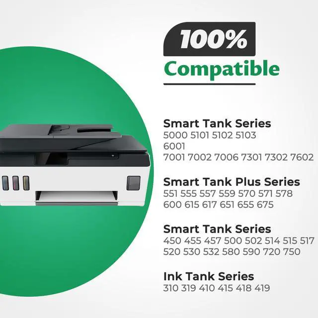 Alt view image 2 of 6 - 32XL Black Ink Bottle 31 Ink Bottle Set Compatible for HP Smart Tank Ink 8-Pack, Compatible 31 32XL Ink Bottle Set for Smart Tank 7602 6001 5101 5100 5102 7603 7301 6003 Plus 651 551 570 Printer