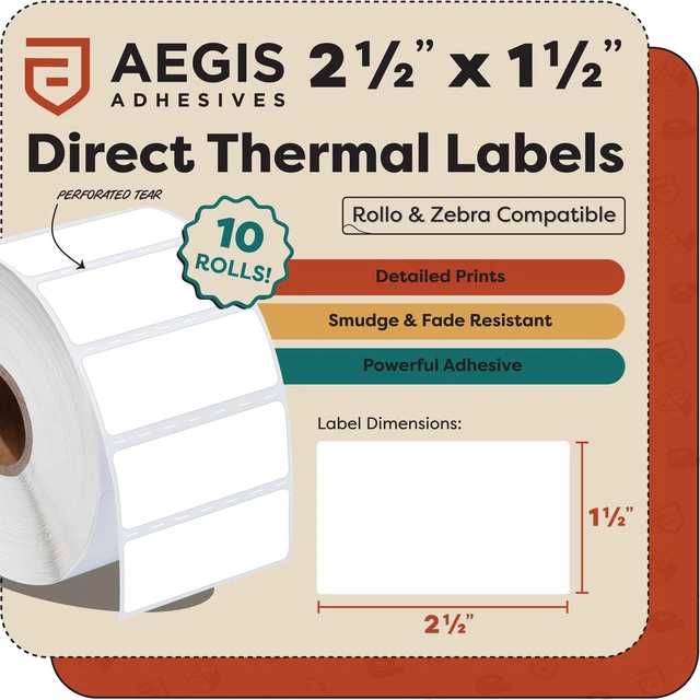 Alt view image 2 of 7 - 2.5" X 1.5" Direct Thermal Labels (10800 Count, 12 Rolls) UPC Barcode Shipping Labels, FNSKU SKU Stickers, Thermal Sticker Paper Roll - Compatible With Zebra and Rollo Printers