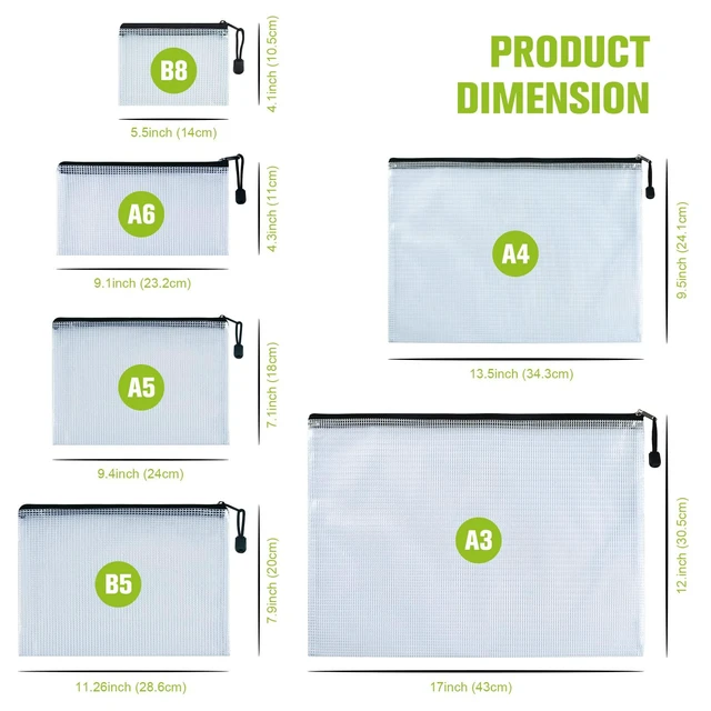 Alt view image 3 of 7 - 12PCS Mesh Zipper Pouch Bags: Black Clear Zipper Pouches for Classroom 6 Size Plastic Board Game Organizer and Storage, Multisize Clear Zipper Bags Waterproof for School Office Travel Supplies