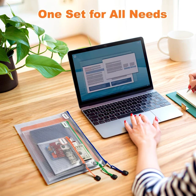 Alt view image 6 of 6 - 12PCS Mesh Zipper Pouch Bags: 6 Size Clear Zipper Pouches for Classroom 6 Colors Plastic Board Game Organizer and Storage, Multisize Clear Zipper Bags Waterproof for School and Office Supplies