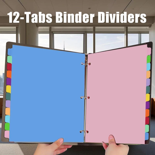 Alt view image 2 of 7 - 12-Tab Binder dividers with tabs for 3 Ring Binder, Write & Erase, Dividers for 8.5 x 11'' Letter Size Papers, Assorted Color, 3 Set, Ideal for Student, Teacher (Pack of 3)