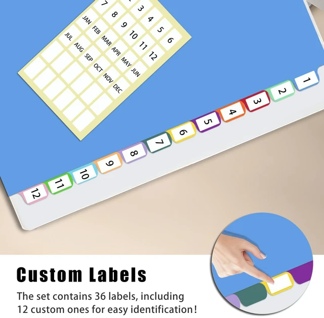 Alt view image 6 of 7 - 12-Tab Binder dividers with tabs for 3 Ring Binder, Write & Erase, Dividers for 8.5 x 11'' Letter Size Papers, Assorted Color, 3 Set, Ideal for Student, Teacher (Pack of 3)