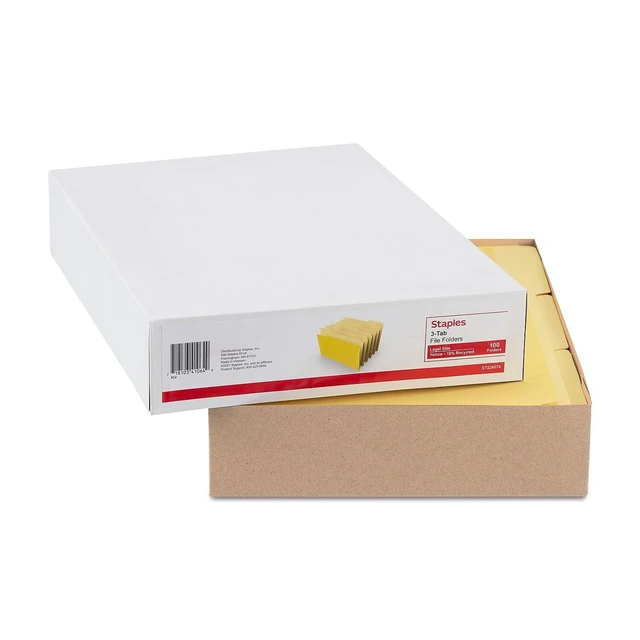 Alt view image 4 of 4 - File Folders, Legal Size, 1/3-Cut Tabs, Yellow, 200/Carton Durable paper stock for everyday legal-size document organization