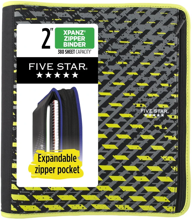 Main image of Zipper Binder, 2 Inch 3-Ring Xpanz Case Binder with Expansion Panel, Removable Pencil Pouch, 380 Sheet Capacity, Sport Lime (280177FA)