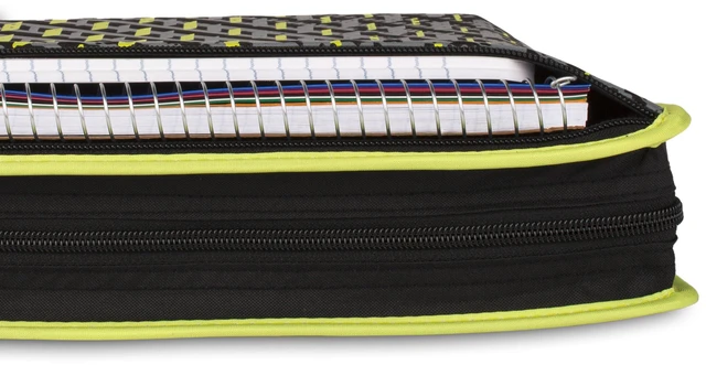Alt view image 3 of 7 - Zipper Binder, 2 Inch 3-Ring Xpanz Case Binder with Expansion Panel, Removable Pencil Pouch, 380 Sheet Capacity, Sport Lime (280177FA)