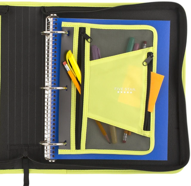 Alt view image 4 of 7 - Zipper Binder, 2 Inch 3-Ring Xpanz Case Binder with Expansion Panel, Removable Pencil Pouch, 380 Sheet Capacity, Sport Lime (280177FA)
