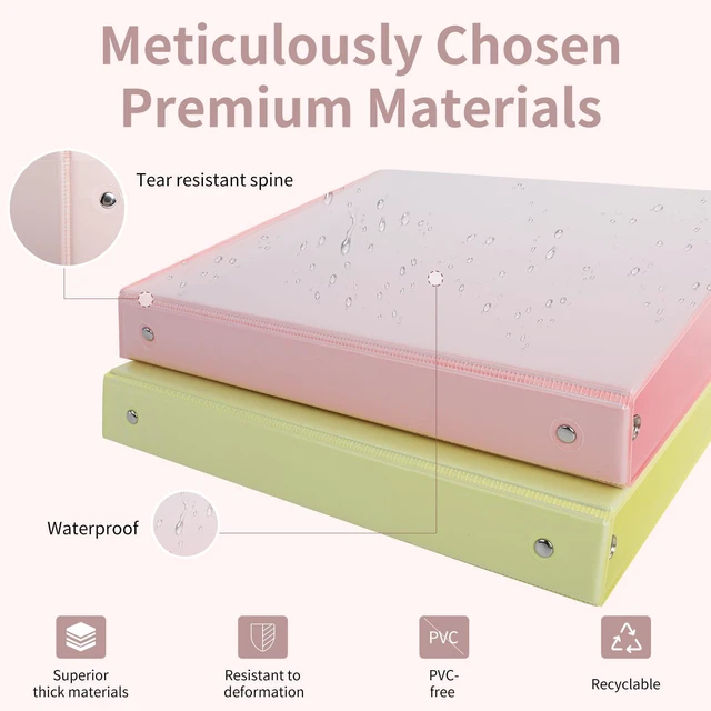Alt view image 3 of 7 - 1" 3-Ring Binder, 1-inch Pastel Color Binders with 2 Inside Pockets, Clear View Cover Binder Holds 8.5'' x 11''Paper, Round Ring Binders for Office/Home/School, 6 Pack (Assorted 6 Colors)